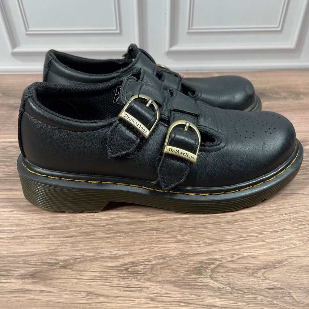 Dr. Martens 8065 J Mary Jane Kids‎ Black Leather Double Strap Shoes Size 13 US - Picture 2 of 14